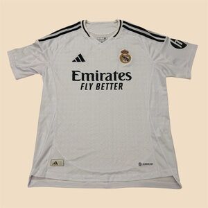 Adidas Real Madrid Soccer Jersey White Emirates Fly Better Home Size L